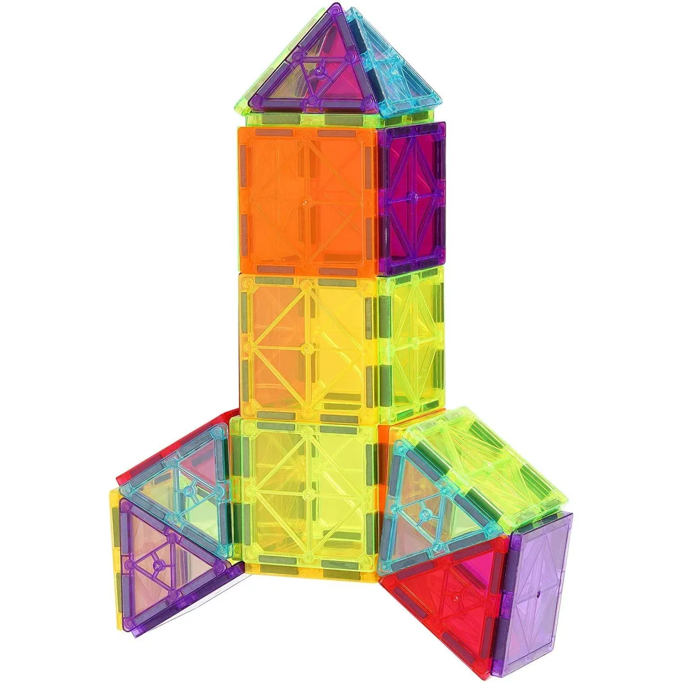 Magnetic Tiles, 55 Pieces + Car Base